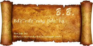 Böröndy Béla névjegykártya