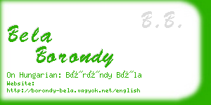 bela borondy business card